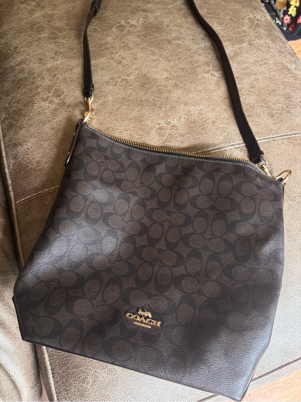 Coach Brown Signature Crossbody with Gold Hardware